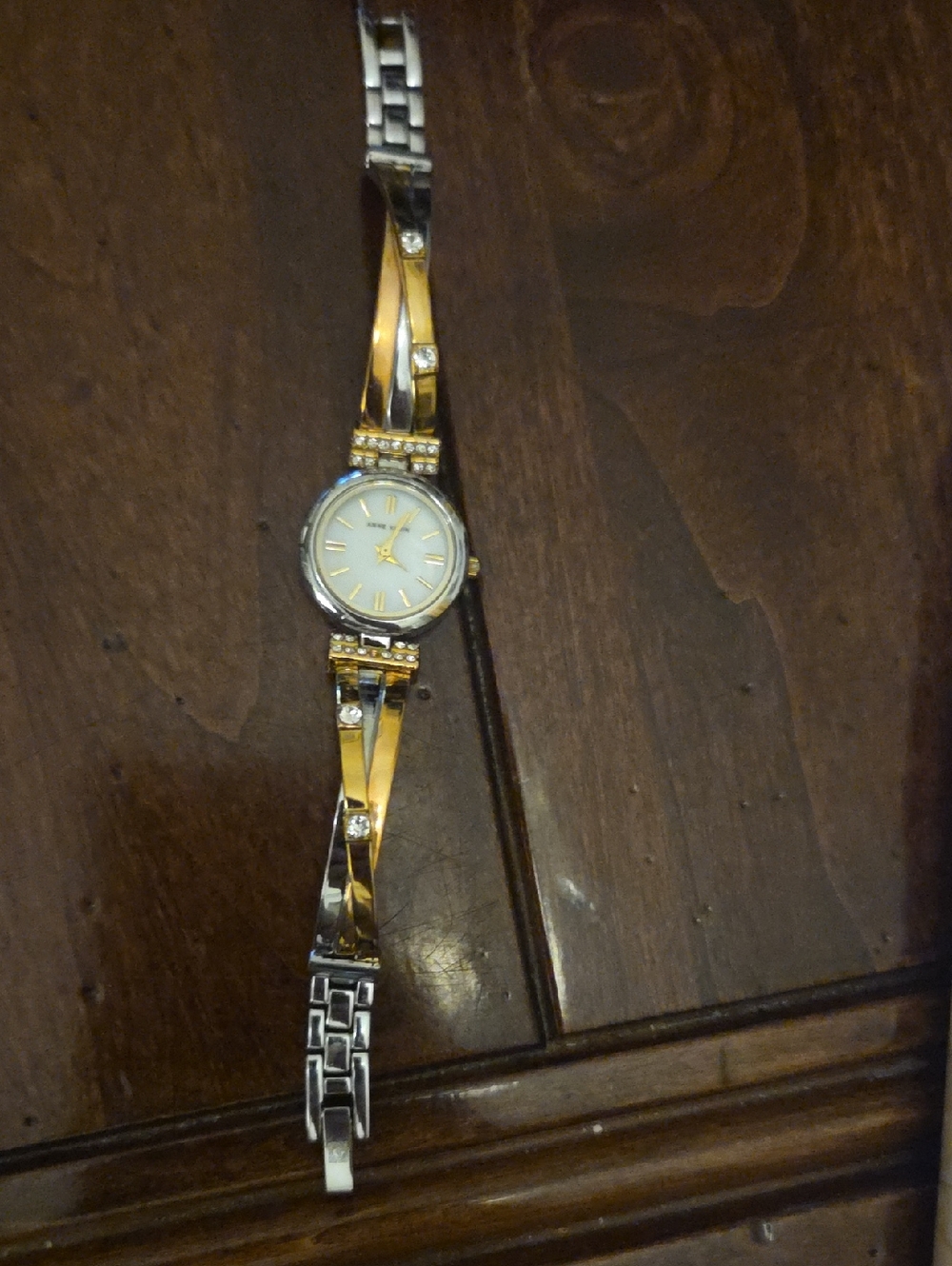 Anne Klein Gold and Silver Women's Bracelet Watch - Elegant Tri-Tone Design